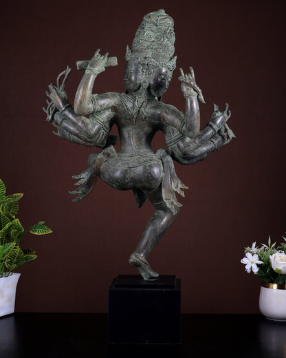 Bronze Trimurti Sculpture Brahma Vishnu Mahesh | Lost Wax Patina Statue 25 Inch