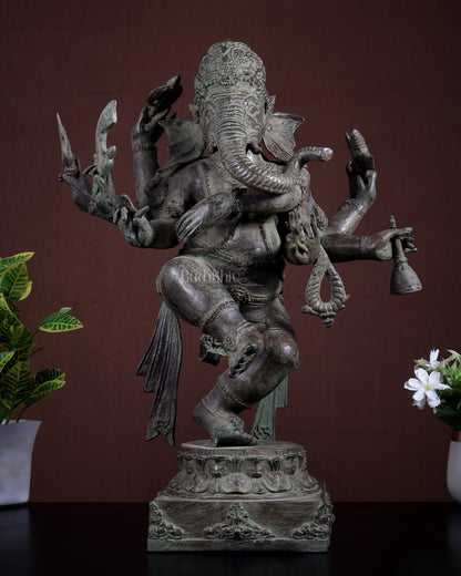 Bronze Dancing Ganesha Statue – Antique Finish 19 inch