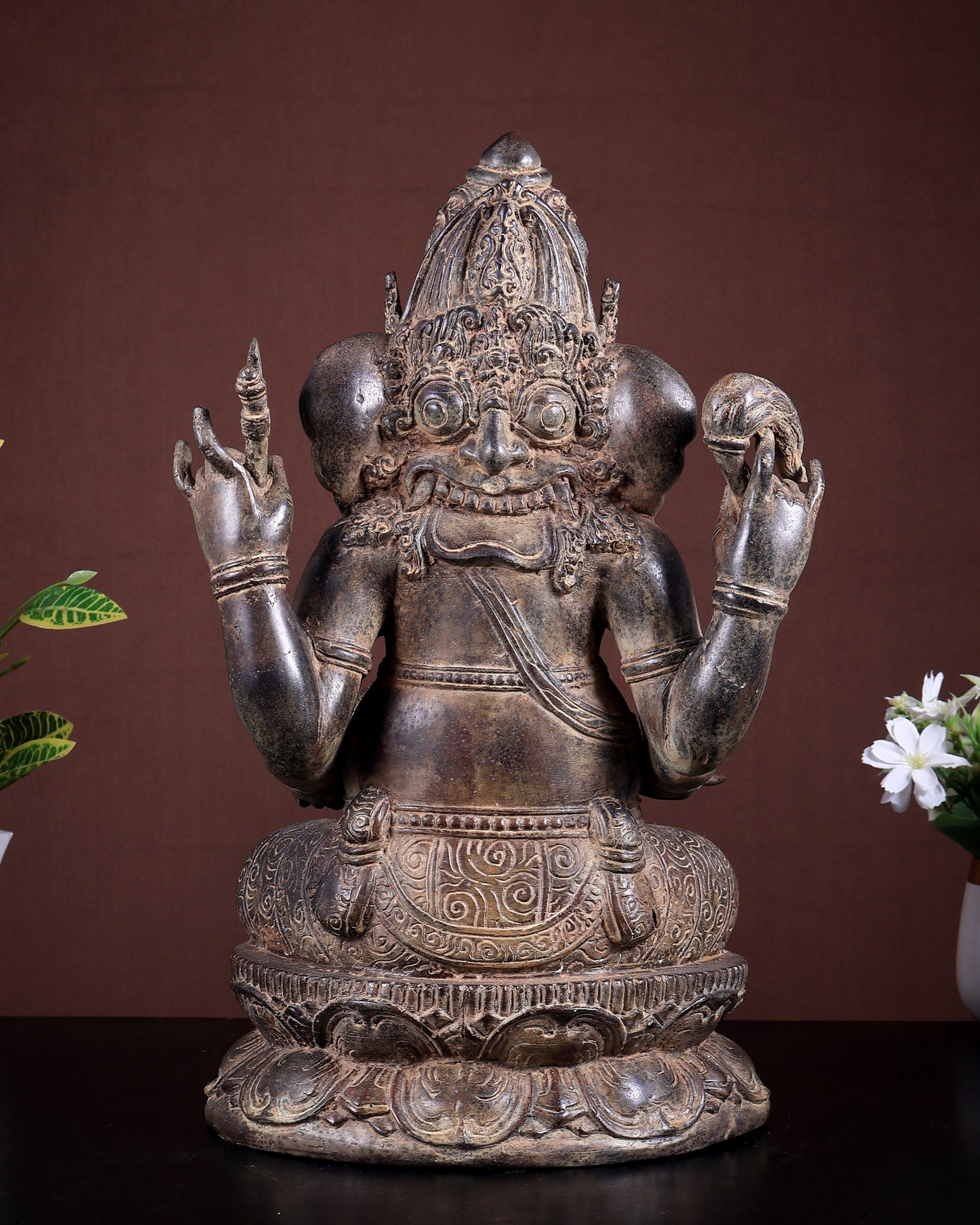 Bronze Lord Ganesha Seated Sculpture | 15 Inch Lost Wax Casting | 7 Kg Museum Style Idol