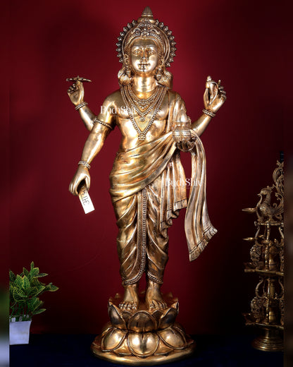 Large Brass Dhanvantari Statue 50 Inch | Lord of Ayurveda | 60 Kg