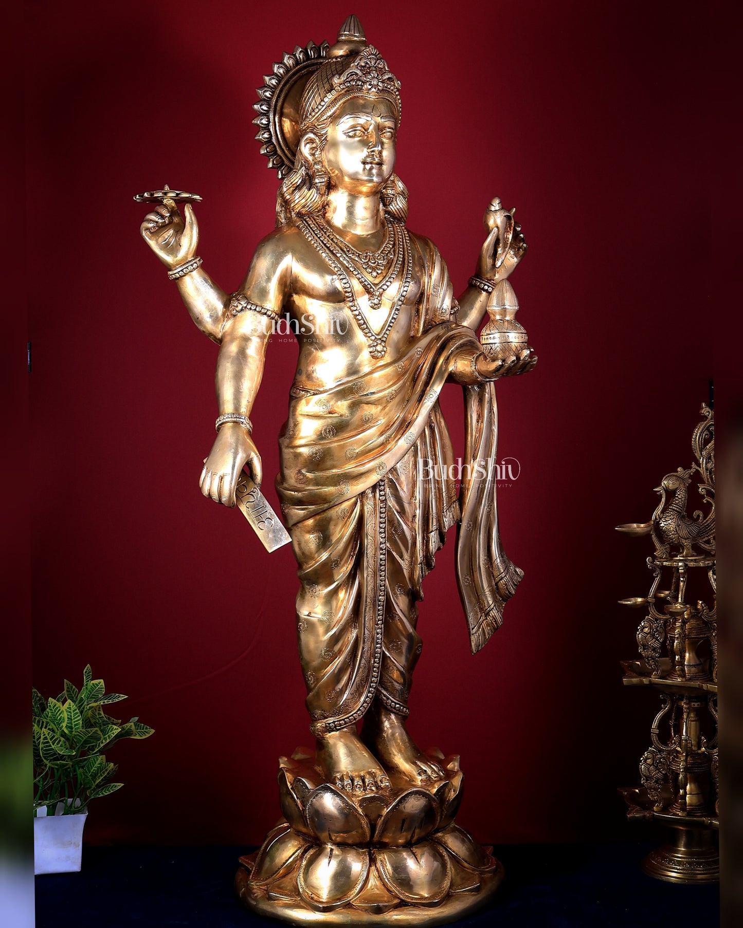 Large Brass Dhanvantari Statue 50 Inch | Lord of Ayurveda | 60 Kg