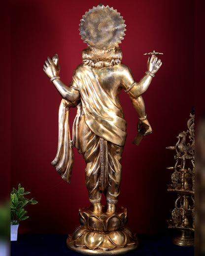 Large Brass Dhanvantari Statue 50 Inch | Lord of Ayurveda | 60 Kg