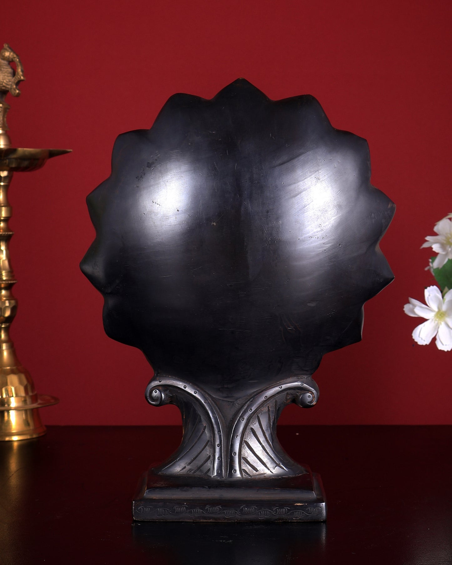 Brass Buddha Face Table Decor Showpiece | Antique Finish | 9.5 Inch Brass Buddha Sculpture black finish