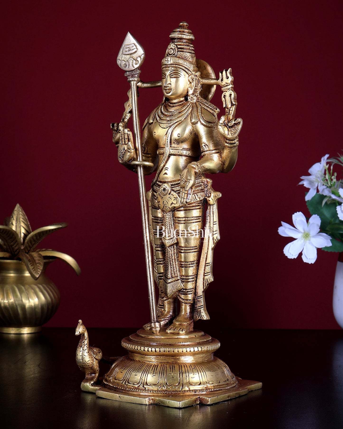 Pure Brass Murugan Swamy Statue 10.5 inch