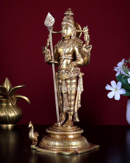 Pure Brass Murugan Swamy Statue 10.5 inch