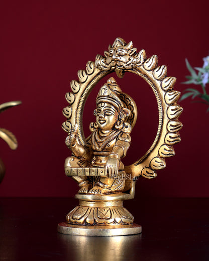 Brass Ayyappa Idol with Prabhavali – Superfine Handcrafted 5.5 inch