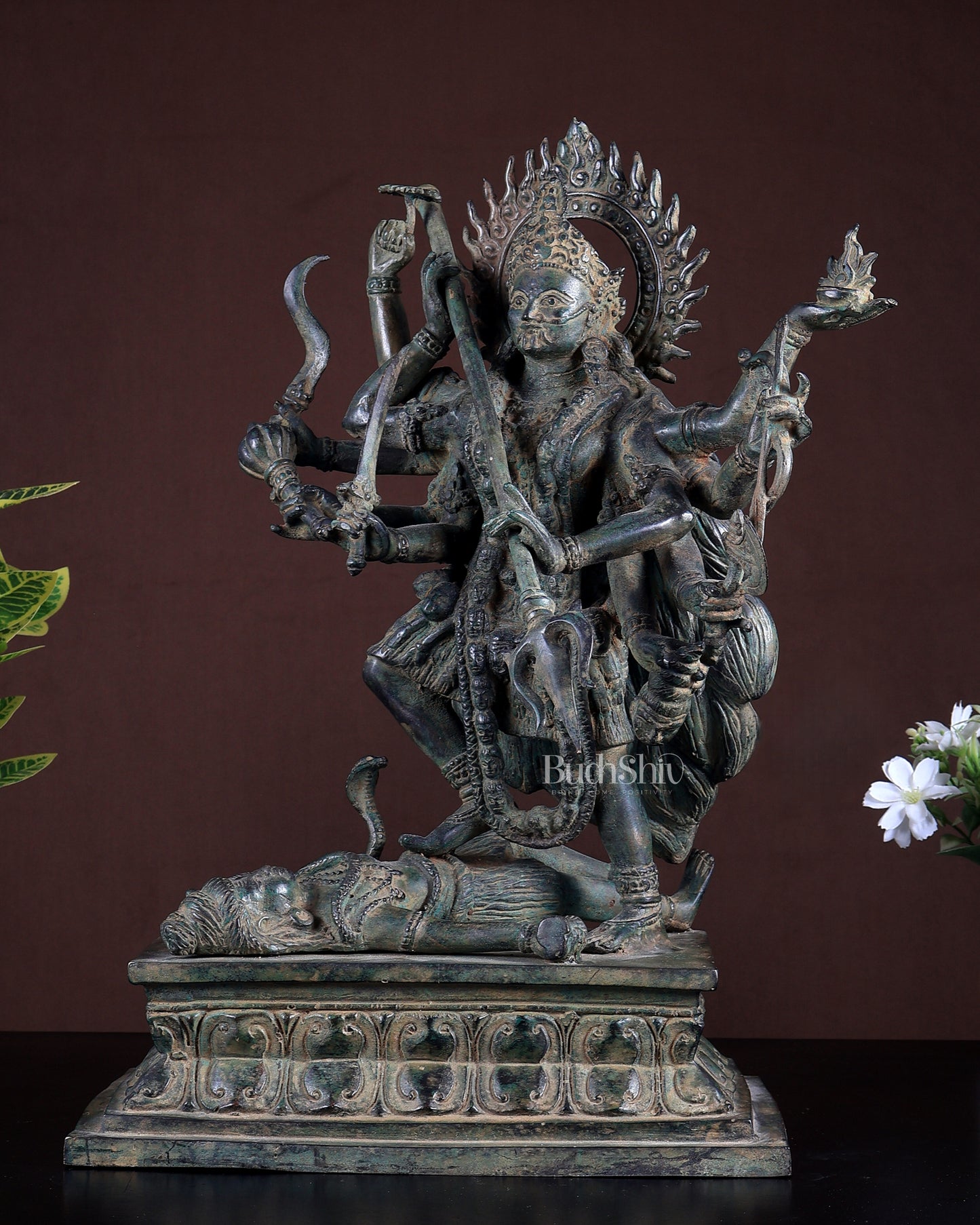 Bronze Mahakali Statue Patina Finish | Lost Wax Sculpture 18 Inch | Hindu Goddess Idol
