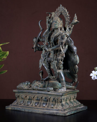 Bronze Mahakali Statue Patina Finish | Lost Wax Sculpture 18 Inch | Hindu Goddess Idol