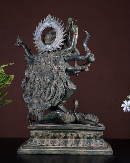 Bronze Mahakali Statue Patina Finish | Lost Wax Sculpture 18 Inch | Hindu Goddess Idol