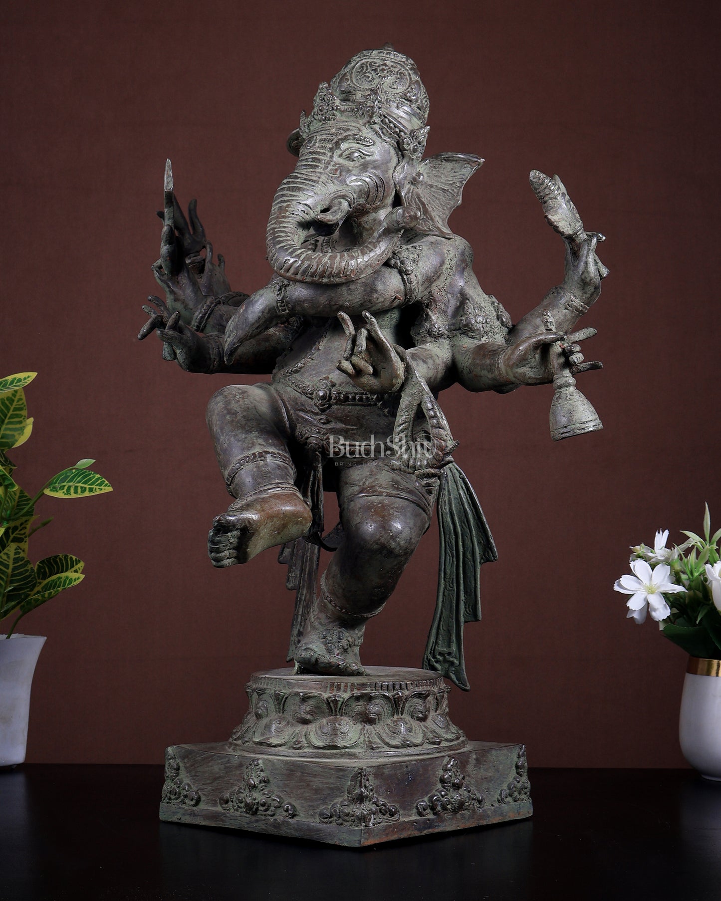 Bronze Dancing Ganesha Statue – Antique Finish 19 inch
