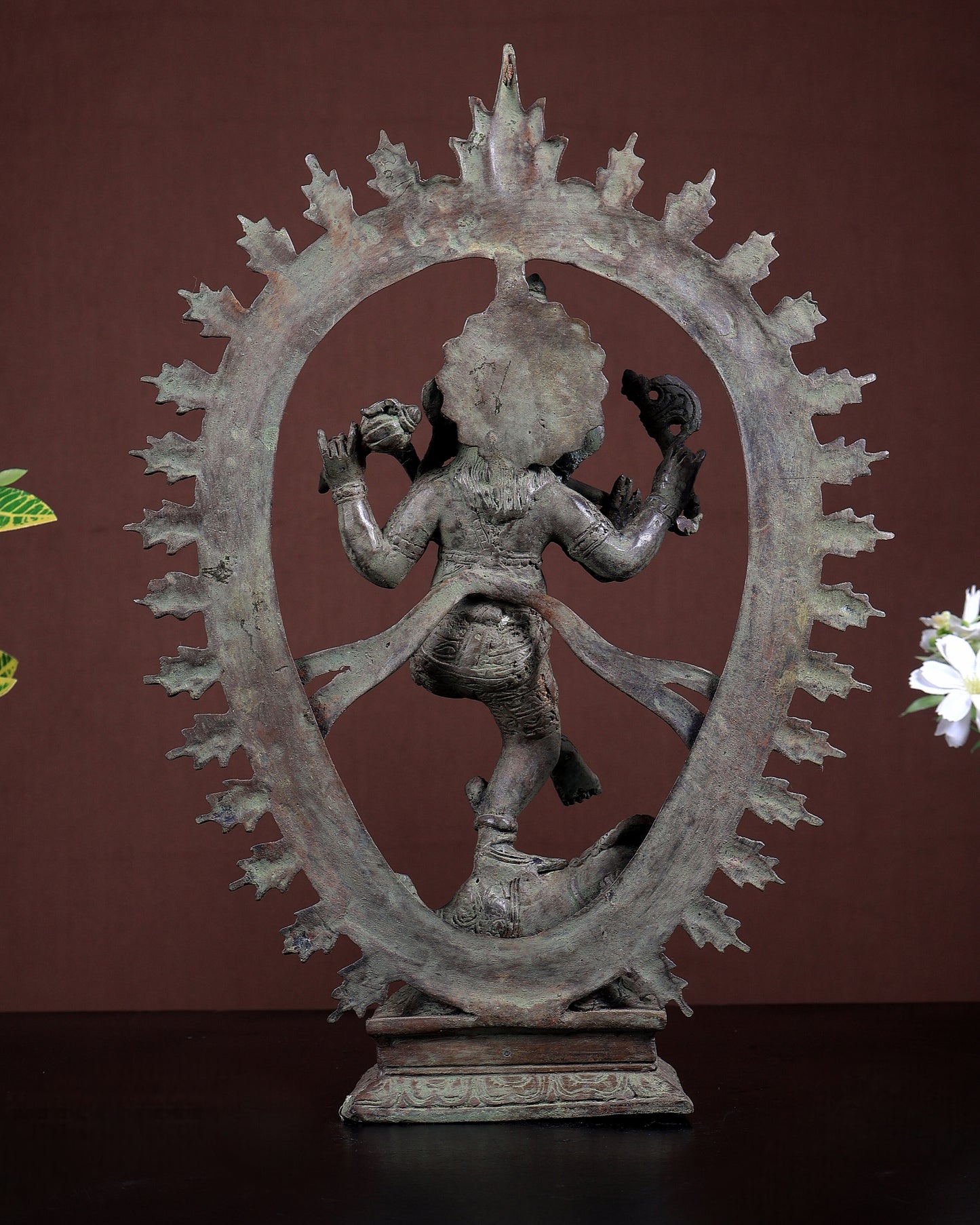 Bronze Dancing Ganesha Nataraja Playing Flute  Arch – Patina Finish 13 inch