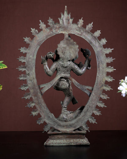 Bronze Dancing Ganesha Nataraja Playing Flute  Arch – Patina Finish 13 inch