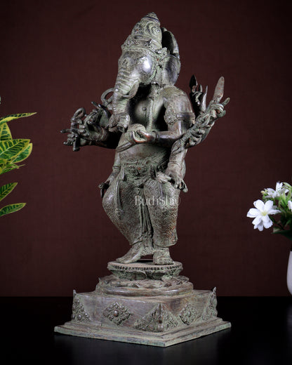 Bronze Standing Ganesha Sculpture – Museum Grade 15 inch
