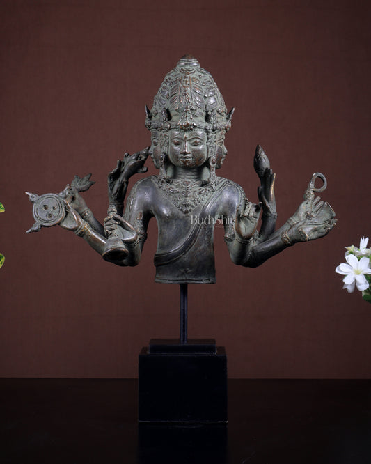 Bronze Chaturmukha Lord Shiva Bust (Four-Faced) – Museum Style Artefact