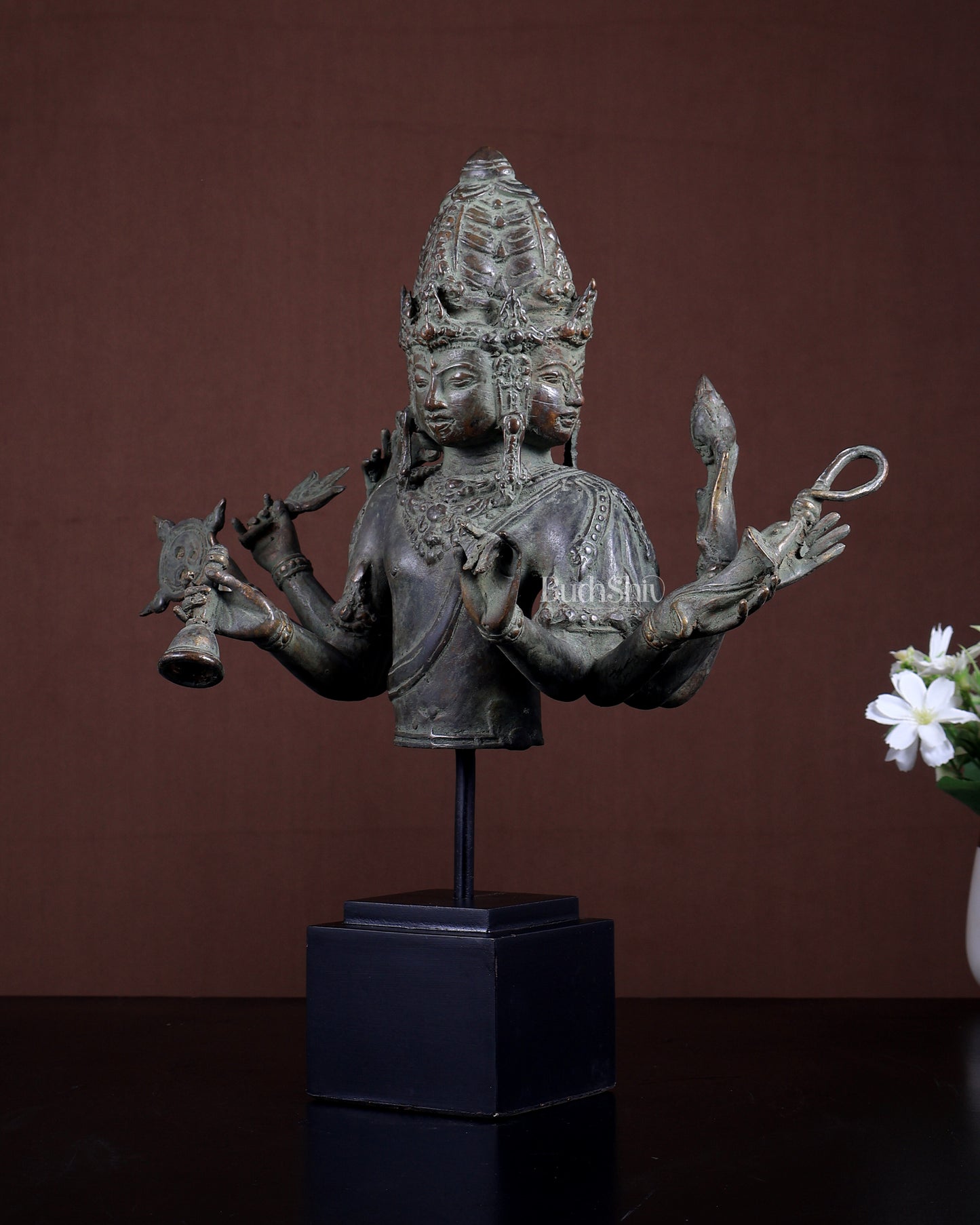Bronze Chaturmukha Lord Shiva Bust (Four-Faced) – Museum Style Artefact