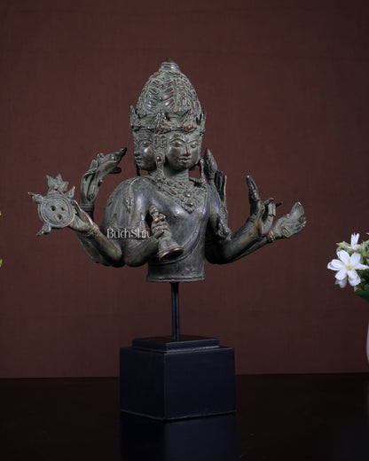 Bronze Chaturmukha Lord Shiva Bust (Four-Faced) – Museum Style Artefact