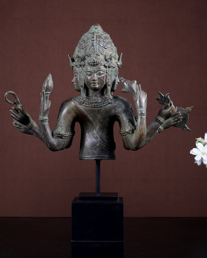 Bronze Chaturmukha Lord Shiva Bust (Four-Faced) – Museum Style Artefact