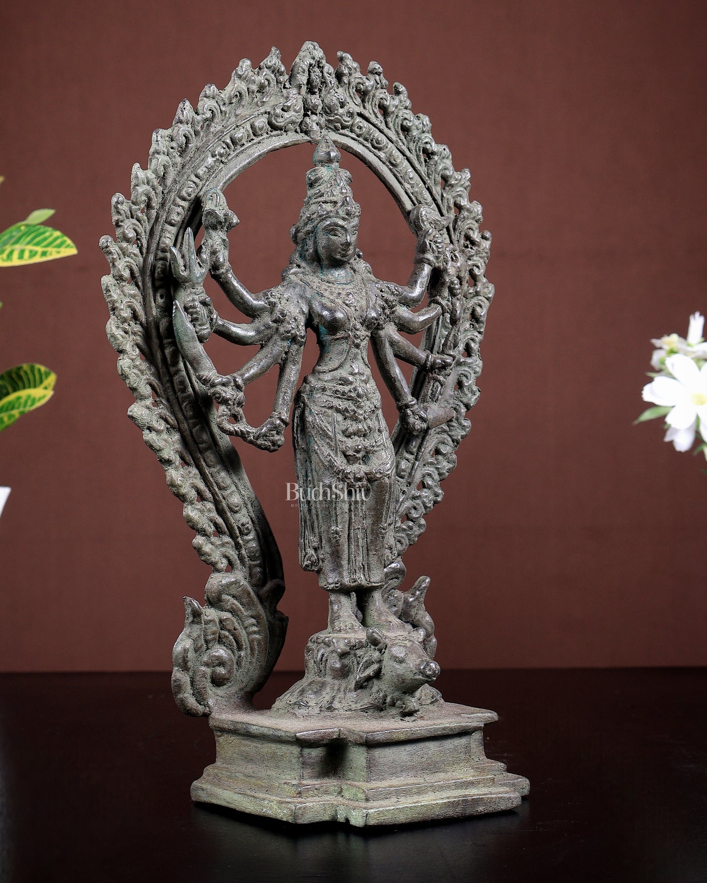 Bronze Standing Goddess Narayani Sculpture – Vintage Patina Finish