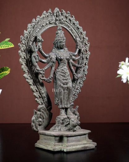 Bronze Standing Goddess Narayani Sculpture – Vintage Patina Finish
