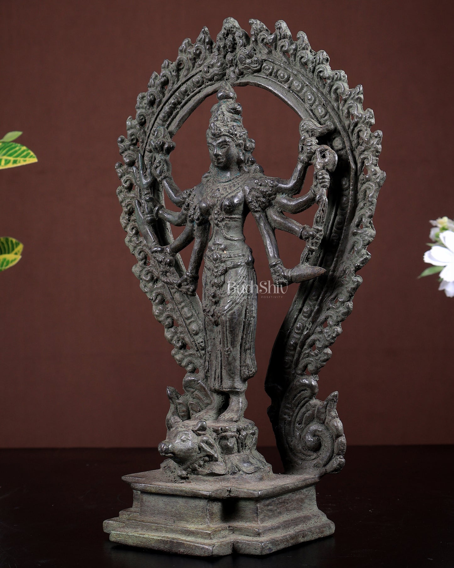 Bronze Standing Goddess Narayani Sculpture – Vintage Patina Finish
