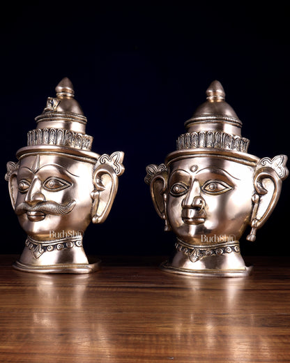 Pure Brass Shiv–Gauri Mukhlingam Pair (Large) – Sacred Temple Style Artefact 13.5 inch