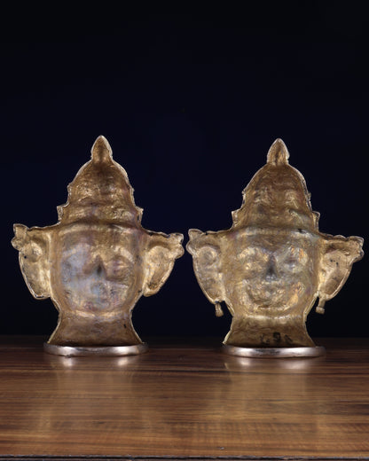 Pure Brass Shiv–Gauri Mukhlingam Pair (Large) – Sacred Temple Style Artefact 13.5 inch