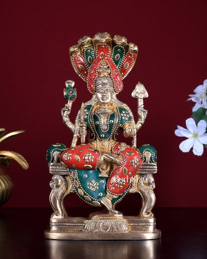 Pure Brass Goddess Mariamman Idol 7.5 inch meenakari