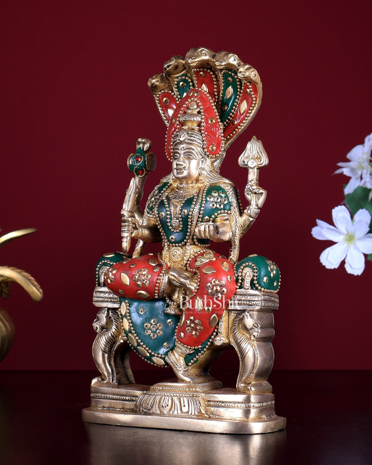 Pure Brass Goddess Mariamman Idol 7.5 inch meenakari