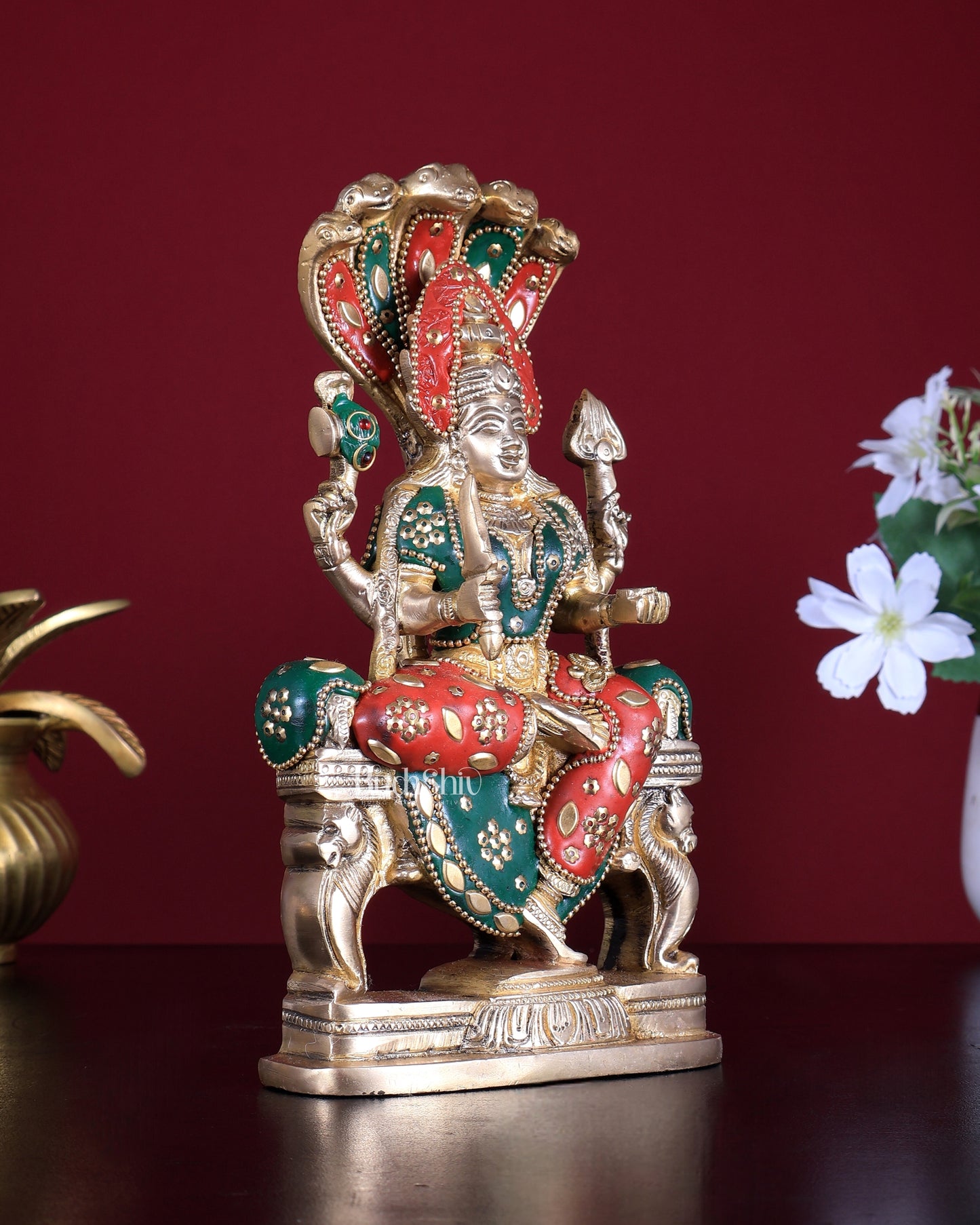 Pure Brass Goddess Mariamman Idol 7.5 inch meenakari