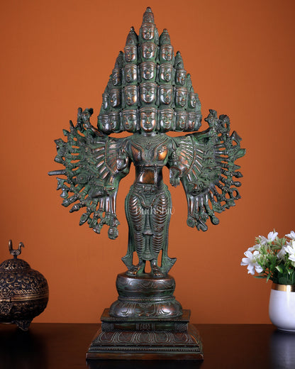 Pure Brass Maha Sadashiva – 25-Faced Lord Shiva Idol | Antique Patina Finish