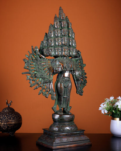 Pure Brass Maha Sadashiva – 25-Faced Lord Shiva Idol | Antique Patina Finish