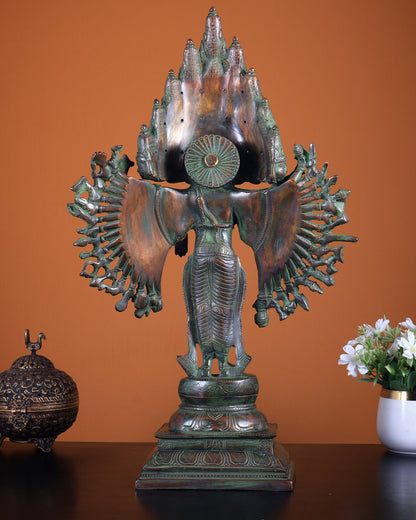 Pure Brass Maha Sadashiva – 25-Faced Lord Shiva Idol | Antique Patina Finish