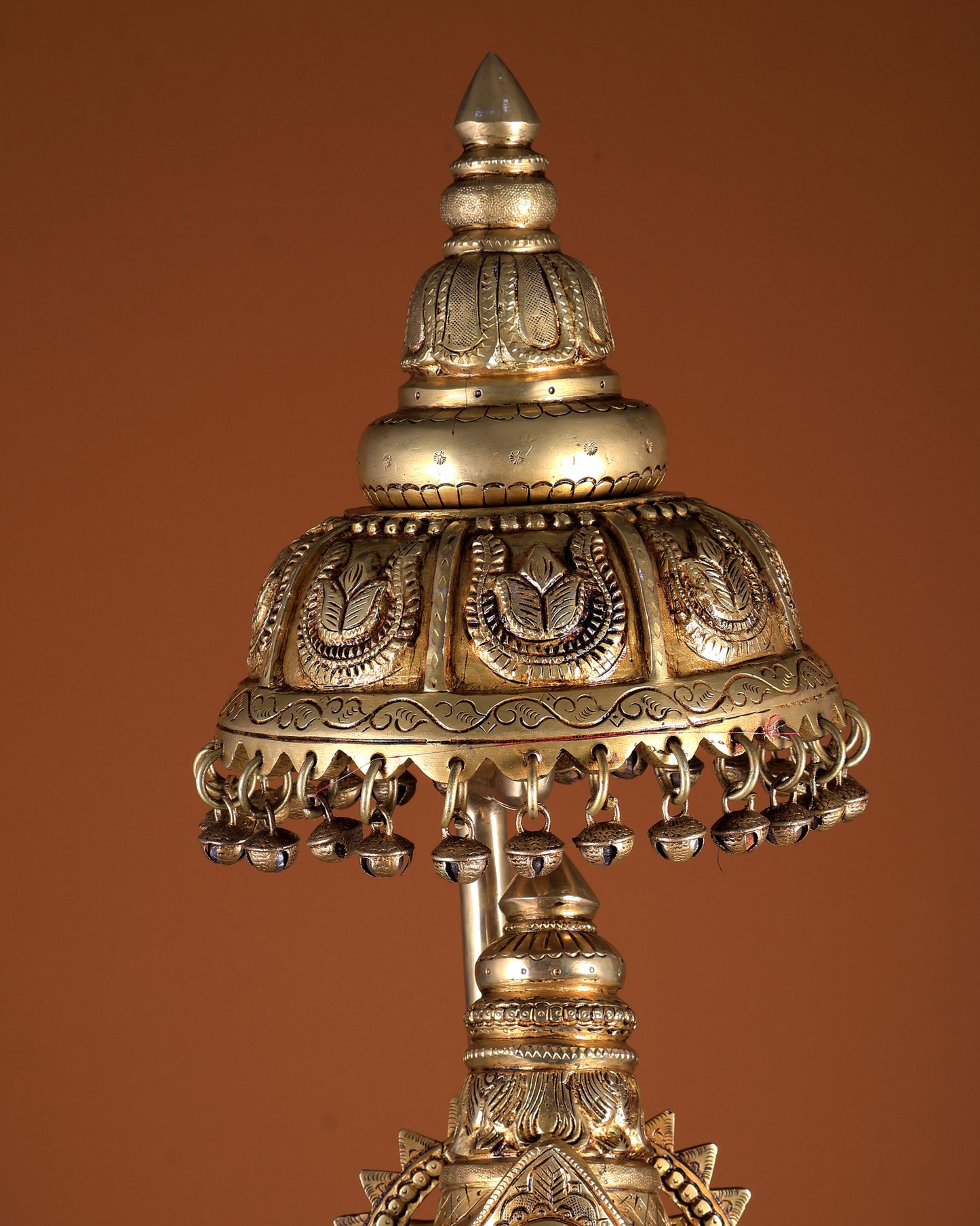 Large Brass Lord Ganesha Statue with Chattar (Umbrella) Throne | Temple Grade 34 inch