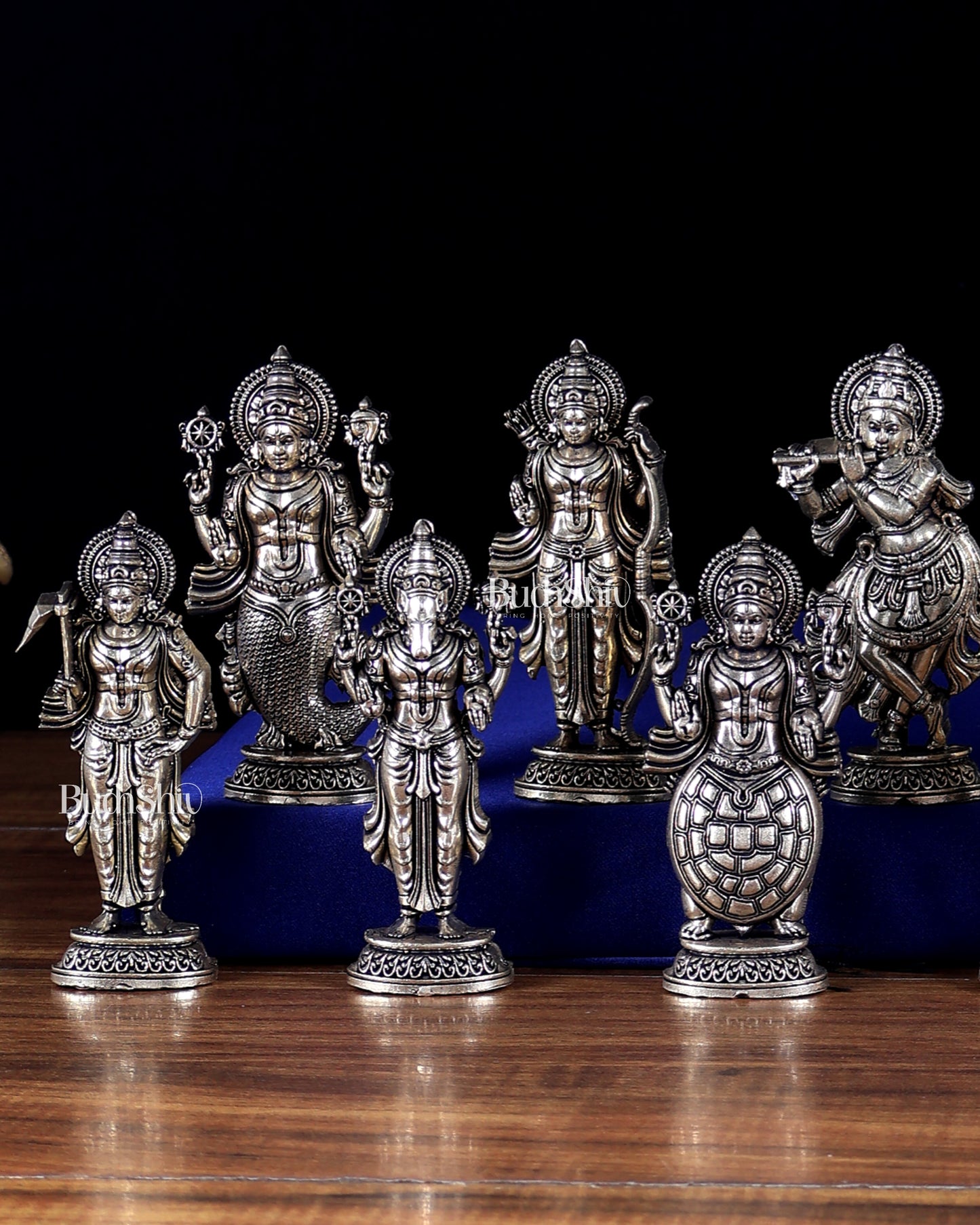 Brass Superfine Lord Vishnu Dashavatar Idols – 2D Design | Hollow Casted Sacred Set 4.3 inch