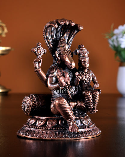 Pure Copper Hayagriva Lakshmi with Sheshanaag Idol 4.2 inch