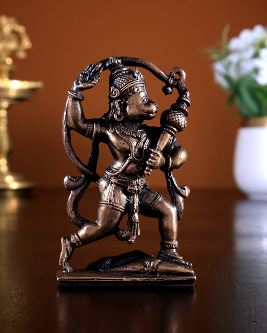 Pure Copper Hanuman Anjaneya Idol | Mini Pooja Statue 3 inch
