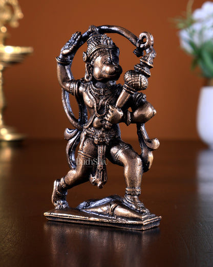 Pure Copper Hanuman Anjaneya Idol | Mini Pooja Statue 3 inch
