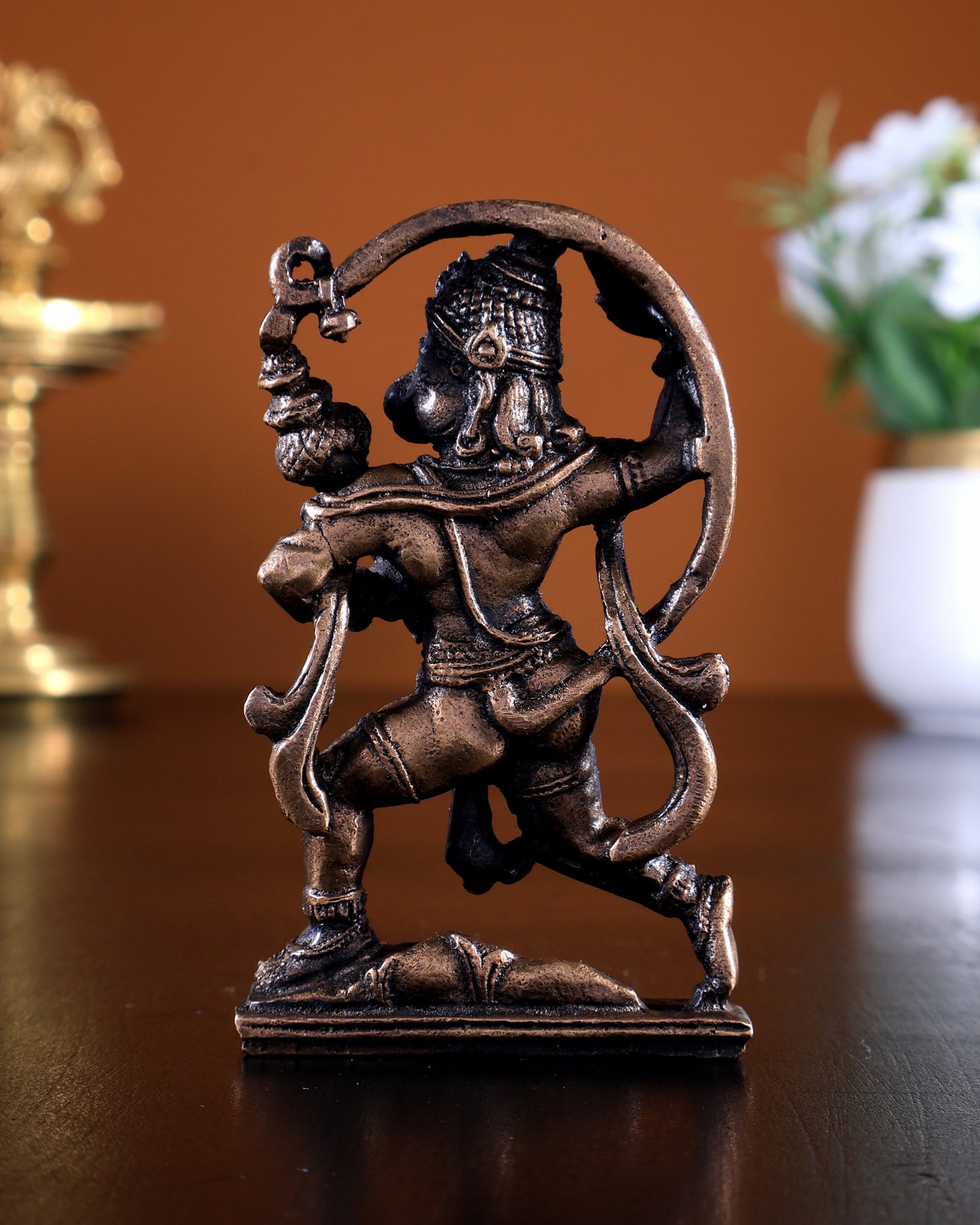 Pure Copper Hanuman Anjaneya Idol | Mini Pooja Statue 3 inch