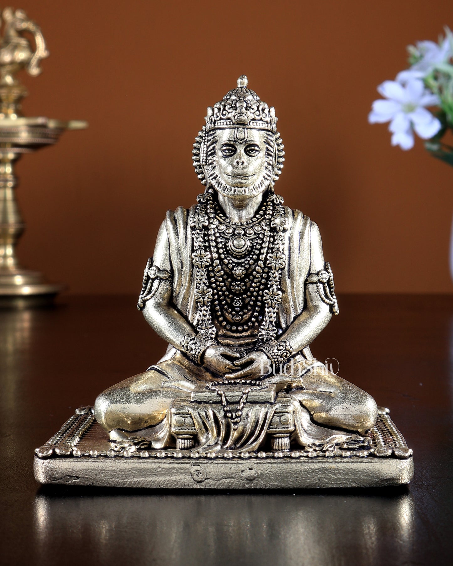 Brass Superfine Lord Hanuman in Meditation (Dhyana Mudra) Idol – 4 inch