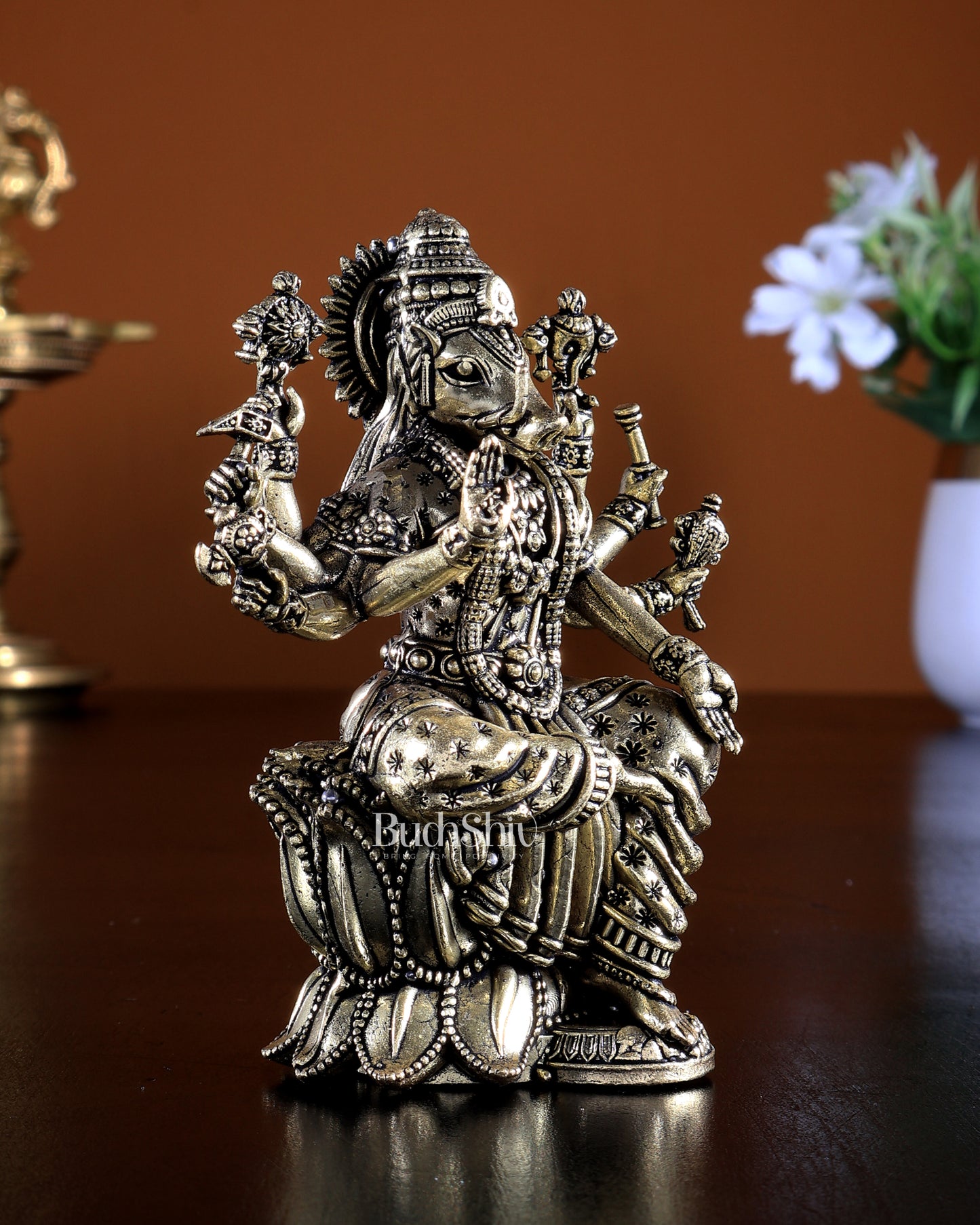 Brass Superfine Goddess Varahi on Lotus Idol – Sacred Shakti 4 inch