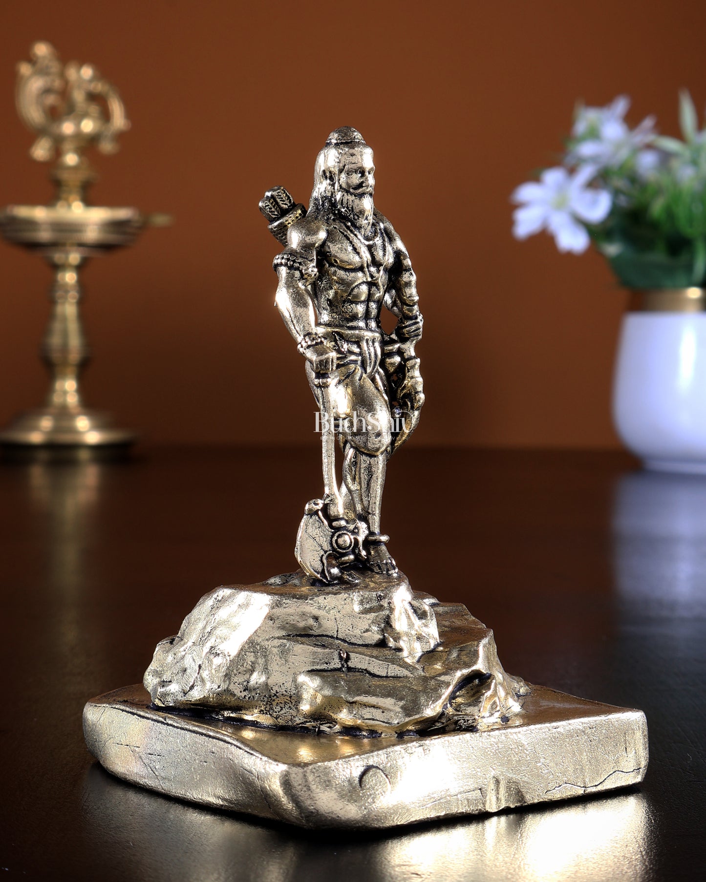 Brass Superfine Lord Parshurama Idol – Intricately Carved Sacred idol - 4 inch