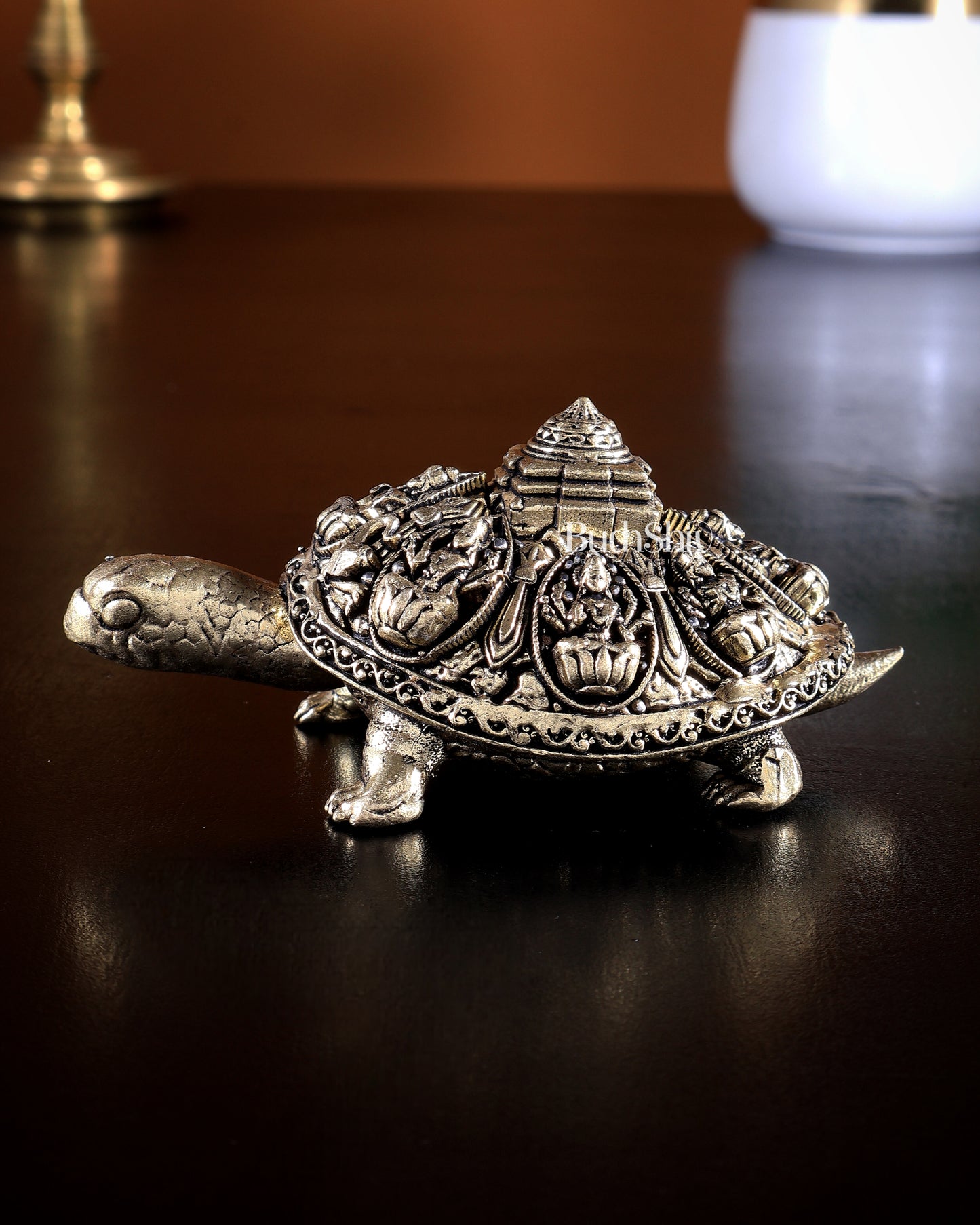 Brass Ashtalakshmi Tortoise Shree Yantra Idol Size 4 x 2.5 x 1.5 inch