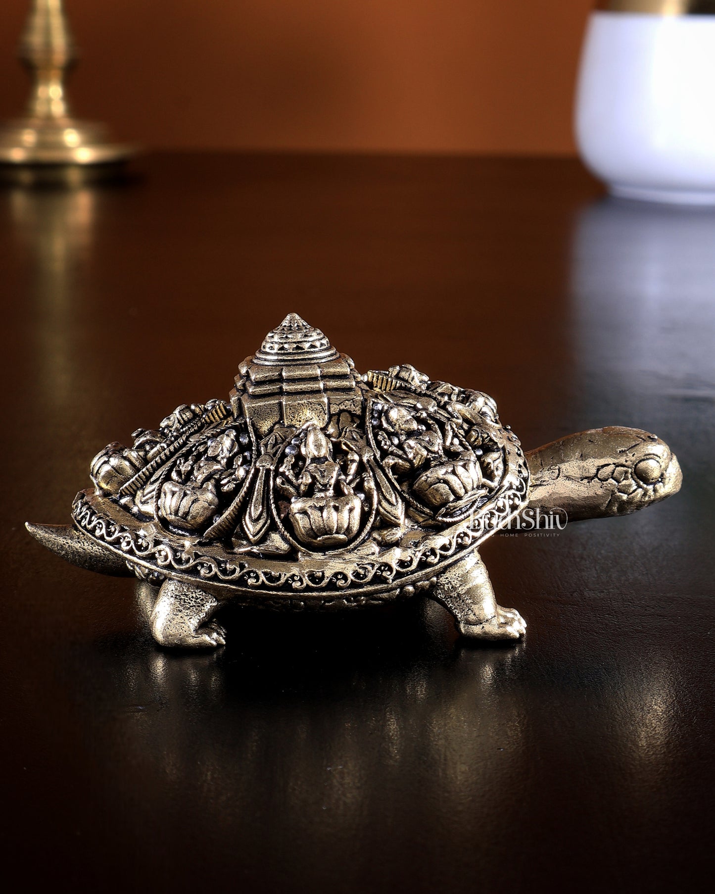 Brass Ashtalakshmi Tortoise Shree Yantra Idol Size 4 x 2.5 x 1.5 inch