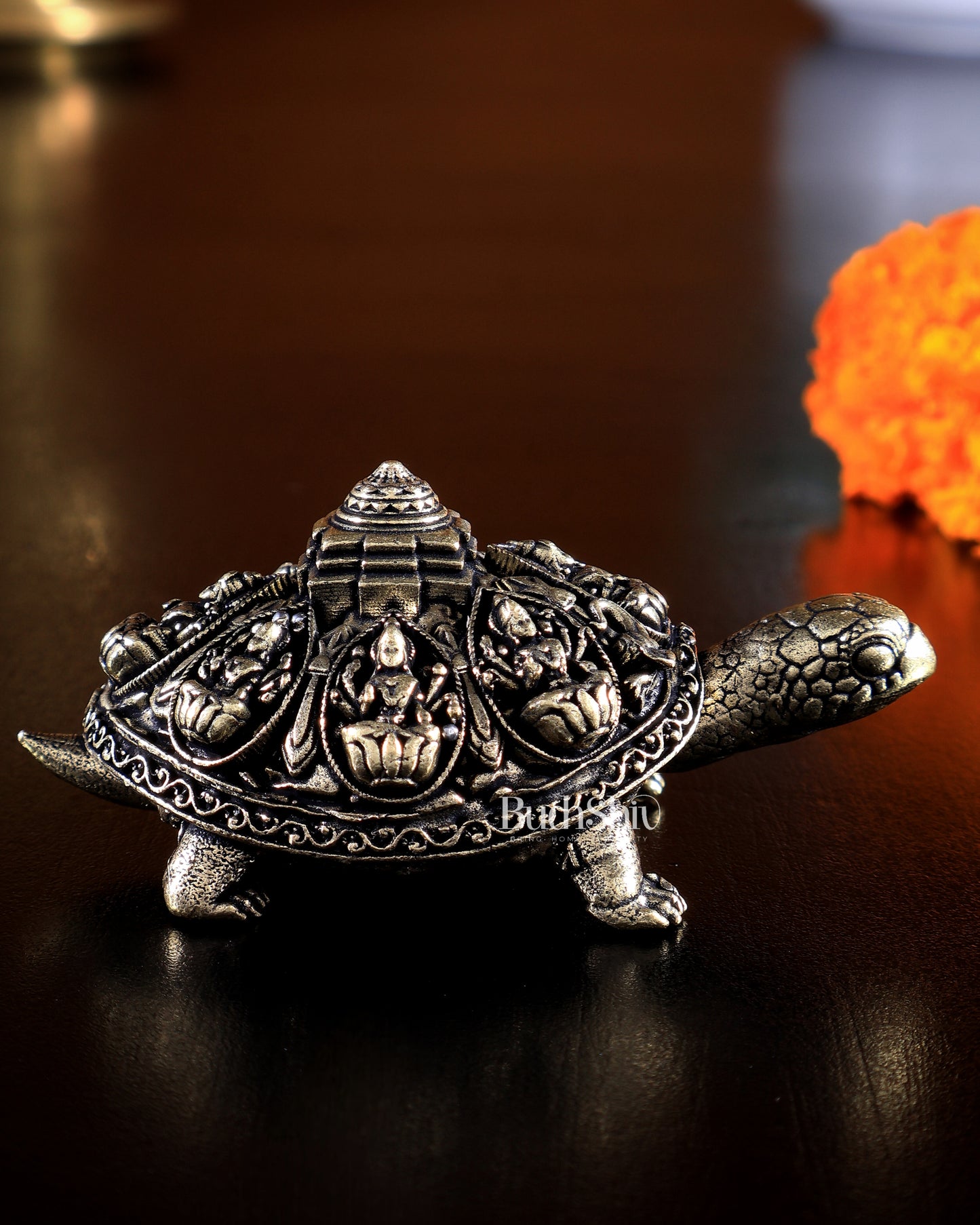 Brass Ashtalakshmi Tortoise Shree Yantra Mini Idol 3"