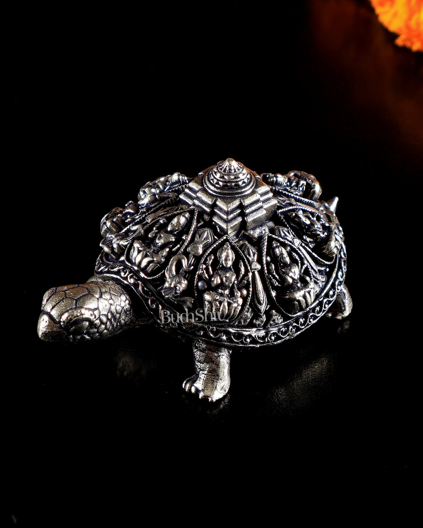 Brass Ashtalakshmi Tortoise Shree Yantra Mini Idol 3"