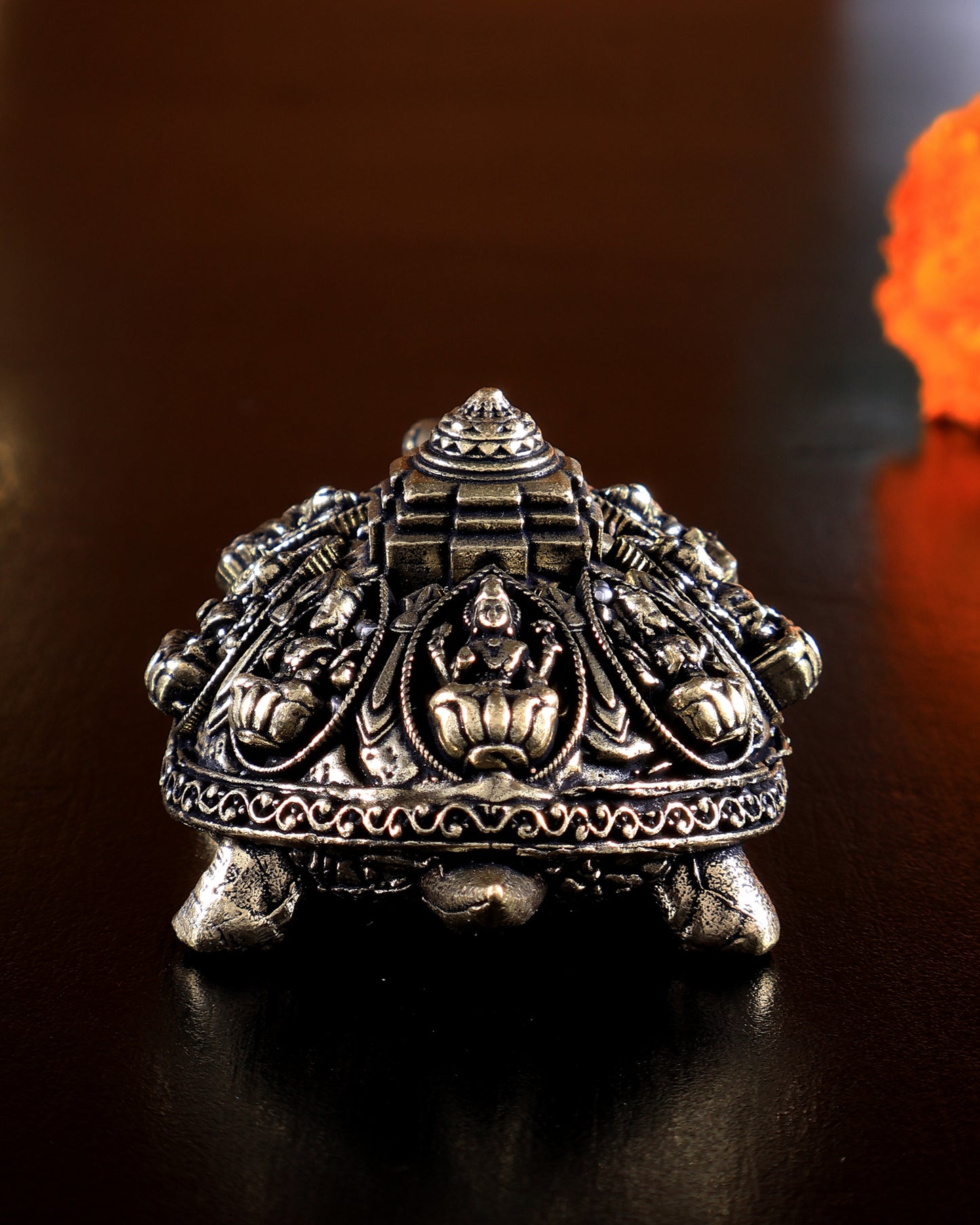 Brass Ashtalakshmi Tortoise Shree Yantra Mini Idol 3"