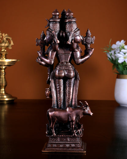 Pure Copper Dattatreya Datta Guru Idol with Cow & Dogs 7 inch