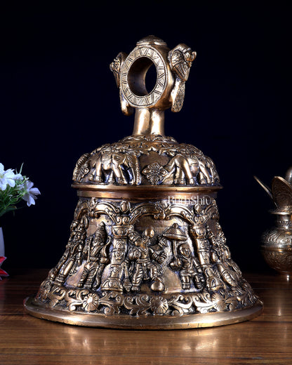 Pure Brass Vishnu Dashavatar Hanging Temple Bell | Heavy Mandir Ghanta | BudhShiv