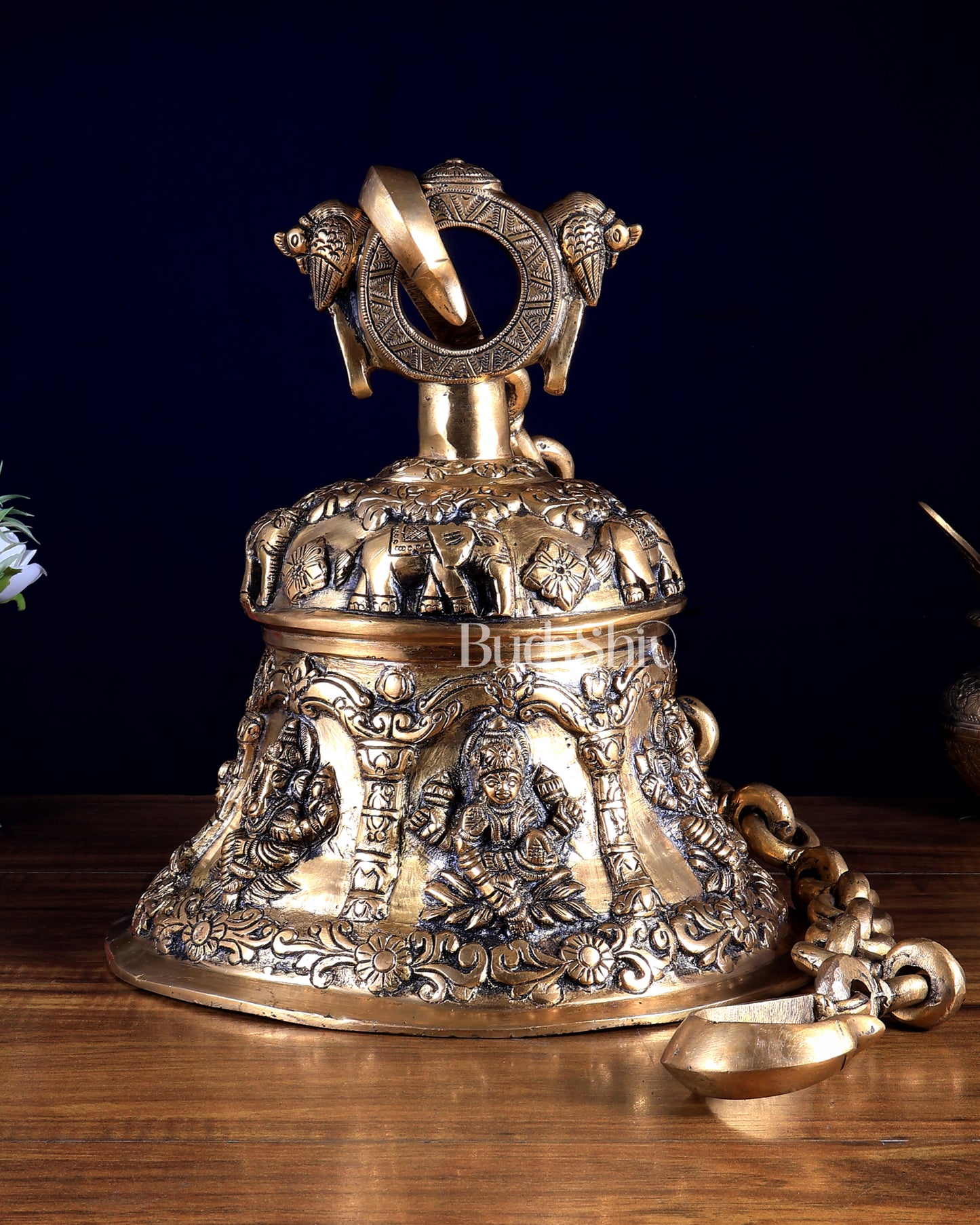 Pure Brass Ganesh Lakshmi Hanging Temple Bell | Heavy Mandir Ghanta