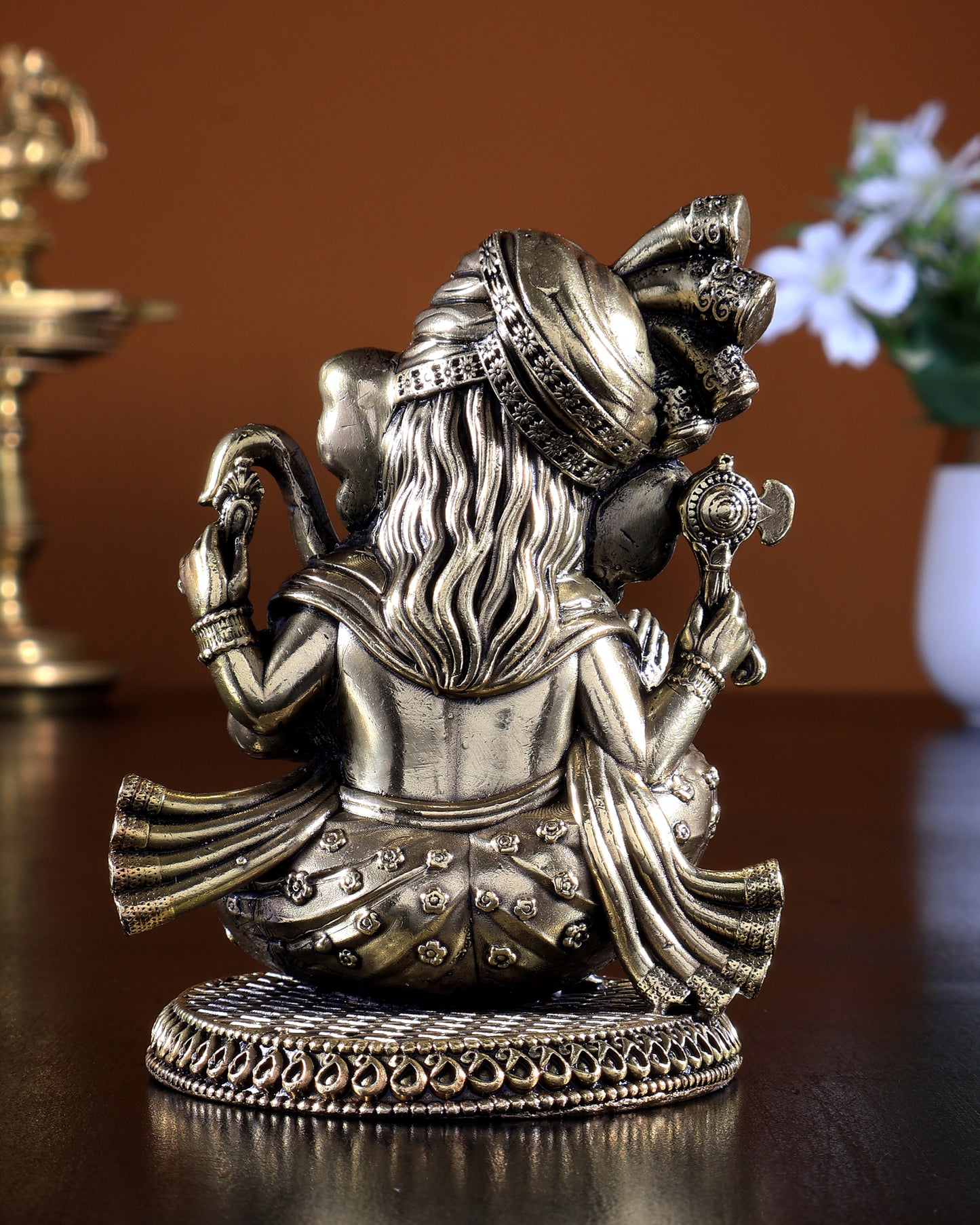 Pure Brass Lord Ganesha with Turban – Superfine Idol, 4 Inch